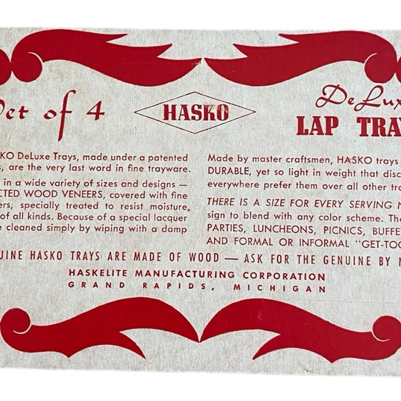 Set of 4 1950s lap trays, Red with Asian scene - Picture 15 of 15